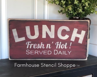 Lunch Fresh n' hot Stencil, 18"x8", reusable stencil, NOT A SIGN!