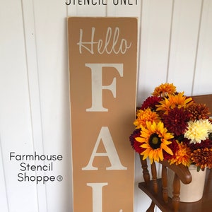 STENCIL, Vertical Hello Fall Stencil, 10"x48", 2 pc stencil, Please See Description. NOT A SIGN