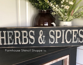 Herbs & Spices Stencil, 24"x5", reusable stencil, NOT A SIGN!