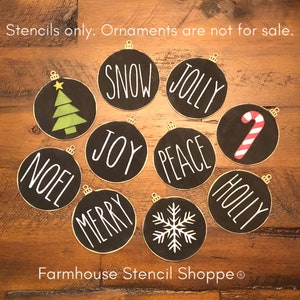 STENCILS,10 Small Stencils, Ornament-Sized Stencil Set, 2"x1.5" words, See Description!  Not Actual Ornaments!