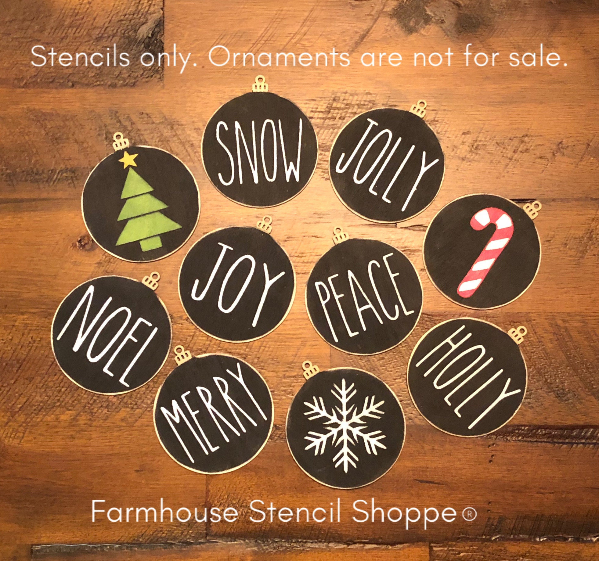 STENCILS, Sheet of 10 Small Stencils, Ornament-Sized Stencil Set, 2&q…