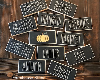 STENCIL SET, Skinny Fall Word Stencil Set, Reusable Stencils, PLEASE see description. These are not signs!