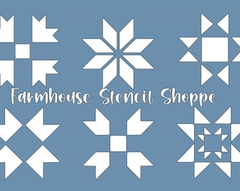 Barn Quilt Squares Stencil, 3" Designs