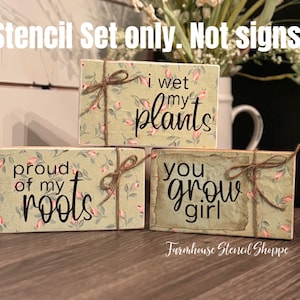 STENCIL SET - Plant stencil set of 3 Stencil Designs on One Sheet - Reusable Stencils - NOT signs! See Item Details.