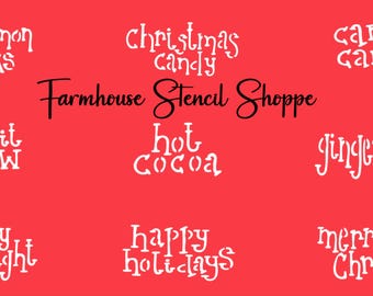 Christmas Mini Stencil Set for Tags - 5 Mil Mylar, Reusable Stencil Set - One Sheet