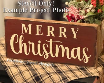 Merry Christmas Stencil, 12"x5.5" - 5 Mil Mylar, Clear Stencil, NOT A SIGN!