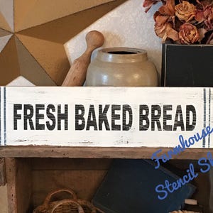 STENCIL, Fresh Baked Bread with grain stripes, 20&quot;x3.5&quot;, reusable stencil, NOT A SIGN