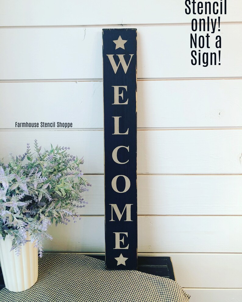 STENCIL, Vertical Welcome Stencil, 3.5x24, reusable 5 Mil stencil, NOT A SIGN Bild 1