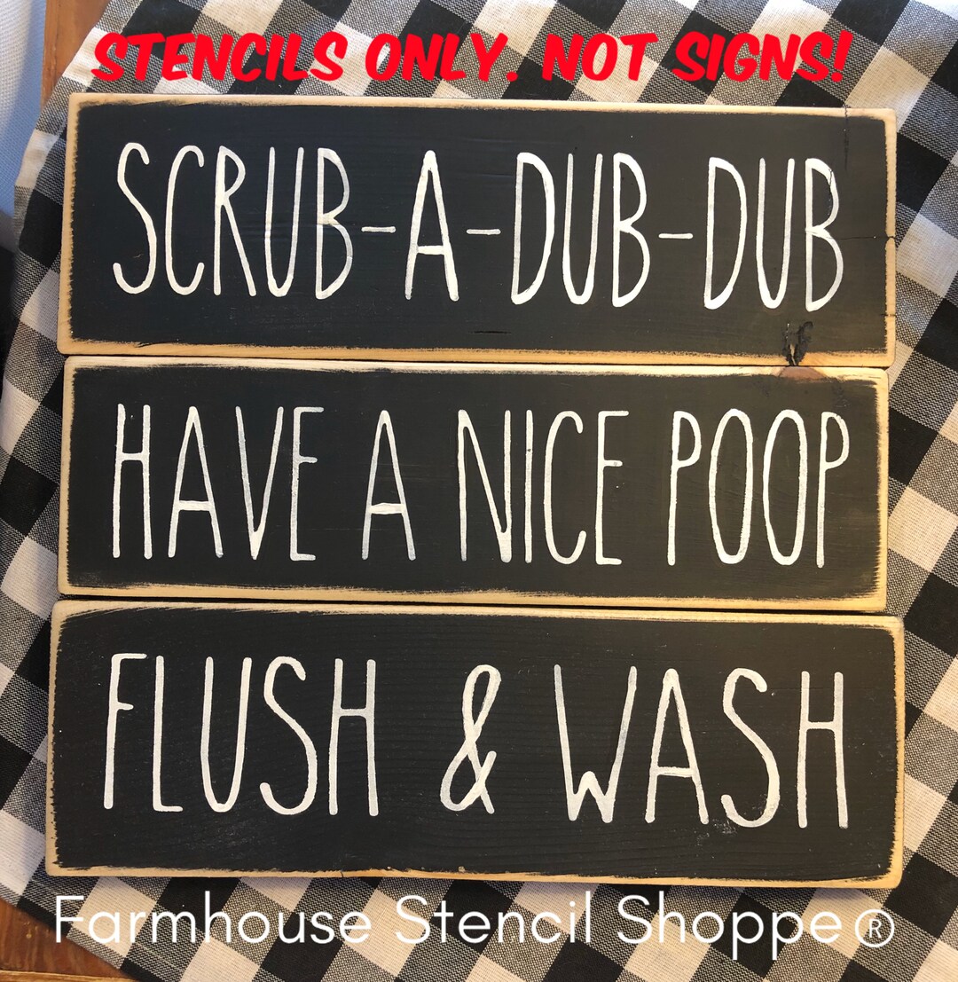 STENCIL SET, Bathroom Set of 3 Stencils, 12x3.5, Reusable Stencils