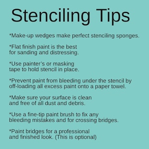 a blue poster with instructions on how to use stencils