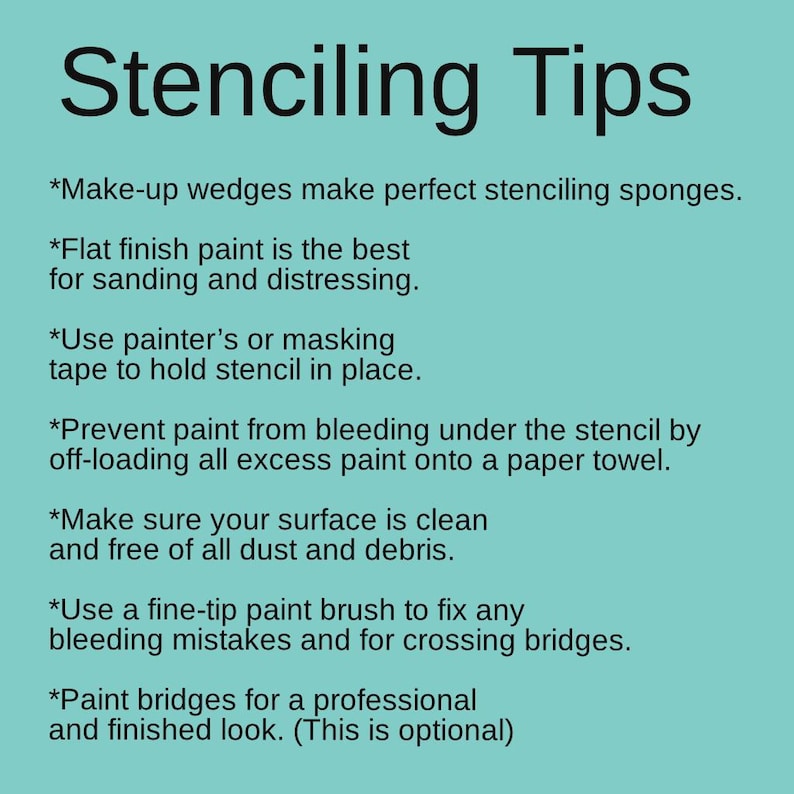 a blue poster with instructions on how to use stencils