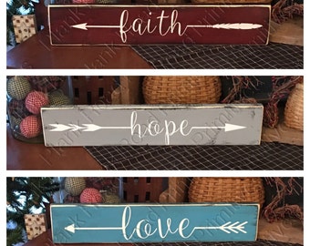 STENCILS, Set of 3, faith hope love arrow stencils, 18"x4", reusable stencils, NOT SIGNS