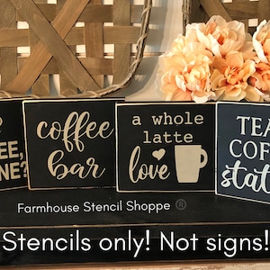 STENCIL SET - Coffee Set of 4 Stencils, Reusable stencils, These are NOT signs!