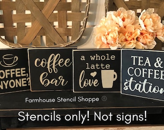 STENCIL SET - Coffee Set of 4 Stencils, Reusable stencils, These are NOT signs!