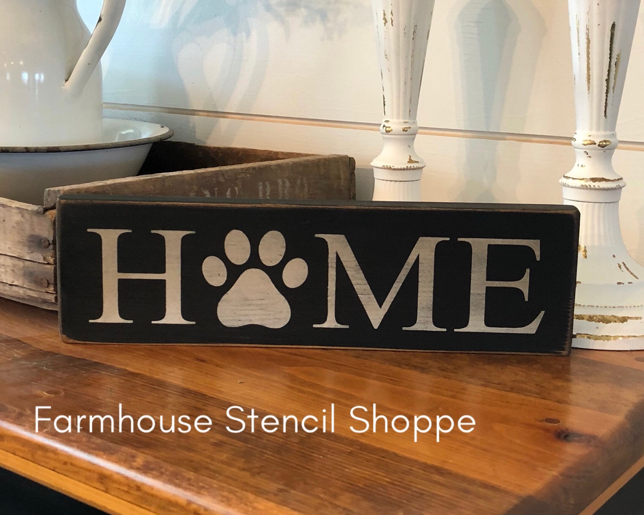 STENCIL, Home (with paw) stencil, 12"x3.5", reusable stenci…