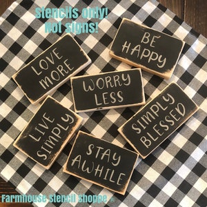 STENCIL Set, Small Stencil Set Live Simply, Set of 6, 5.5&quot;x4&quot; stencils, See Item Details, NOT SIGNS!