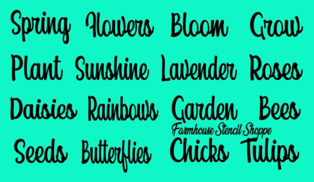 STENCIL SET - Small Spring Words Set of 16 Words - See Item Details! - Etsy