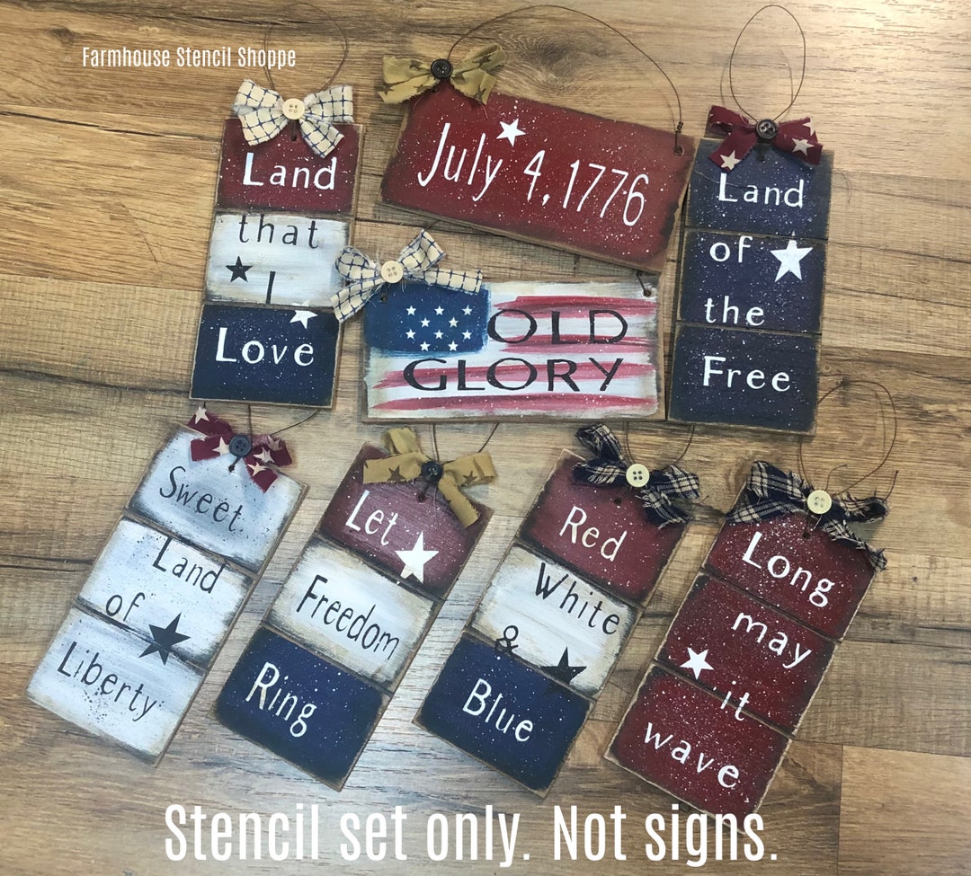 STENCIL SET, Small Patriotic Stencil Set, 8 Stencils, 6"x3" Stencils, 5 ...