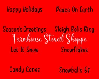 Merry Christmas Little Set of 12 Stencil Designs - Reusable Stencils - 5 Mil Mylar