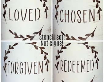 STENCIL SET - Faith Wreath Set of 4 stencil designs on one sheet, 5 mil stencils, These are NOT signs!