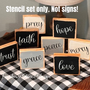 STENCIL SET - Faith Stencil Sheet 8&quot;x12&quot; sheet, not cut individually, see item details - Reusable stencils - These are NOT signs