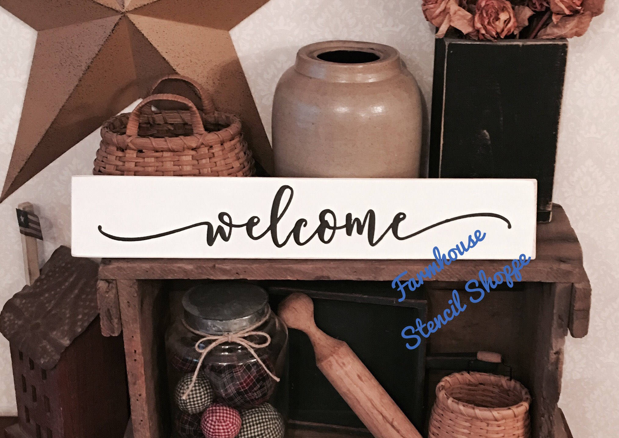 Welcome Stencil, 20"x4", reusable stencil, NOT A SIGN