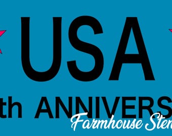 USA 250th Anniversary Stencil - 12"x5", 5 Mil Mylar Stencil