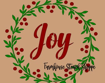 Joy Wreath Stencil - 8"x8", 5 Mil Mylar Stencil, NOT A SIGN