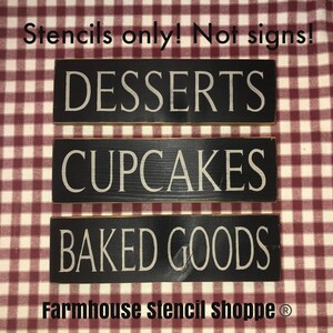 STENCIL SET, Desserts Cupcakes Baked Goods, 12&quot;x3.5&quot;, 5 Mil Stencils, Not Signs!