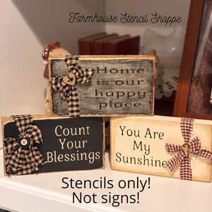 STENCIL SET, Set of 3 Small Stencil designs on one sheet, 5 Mil Stencil, Reusable Stencils, NOT Signs! See Item Details.
