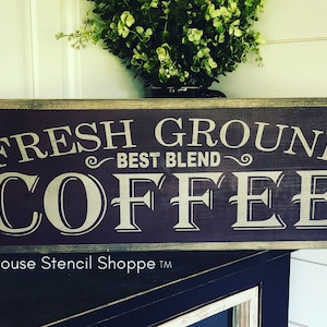 STENCIL, Fresh Ground Coffee, 24&quot;x8&quot;, reusable stencil, NOT A SIGN