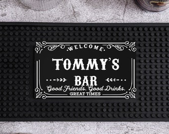 Personalised Bar Mat, Custom Bar Runner, Home Bar Pub Accessories Art Deco Rubber Bar Mat Gift, Silicone Beer Mat Decor Barware for Man