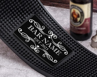 Fathers Day Gift, Custom Bar Mat Home Bar Idea Accessories Bartender Rubber Mat Beer Coaster Mat for Cocktail Personalized Bar Mat for Him