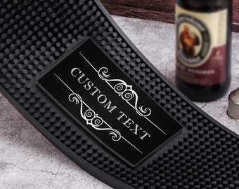 Tapete de bar, tapete de barman de café personalizado para el hogar, tapete de posavasos de cerveza de silicona personalizado con texto, tapete de bar personalizado, regalo del Día del Padre