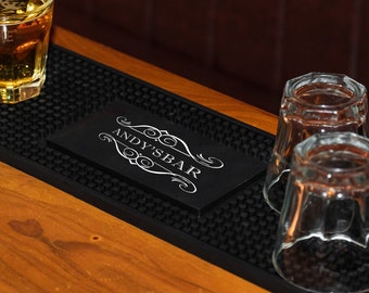 Personalized Bar Mat Home Bar Idea Accessories Bartender Mat Present Beer Coaster Mat for Cocktail Custom Bar Mat Fathers Day Gift for Him