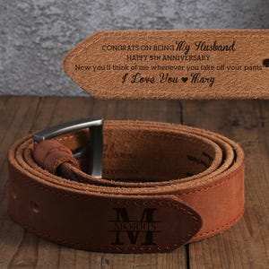 Personalized Leather Belt, Custom Belt for Husband Boyfriend Gift, Father’s Day Gift for, Gift for Anniversary Birthdays, Gift for Him Brown