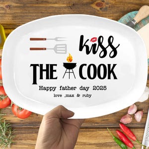 Personalized Grilling Plate, Custom Daddy&#39;s Grilling Platter Gift Names, BBQ Grill Plate For Dad, Fathers Day Gift For Dad Grandpa Husband