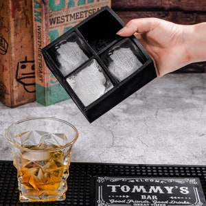 Bandeja de hielo para whisky, cubitos de hielo con molde de silicona, molde para cubitos de hielo para cóctel personalizado, bandeja para moldes para cubitos de hielo, regalos de cumpleaños de aniversario para marido