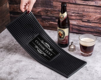 Bar Mat, Personalized Home Bar Coffee Bartender Mat Present, Custom Your Text Silicone Beer Coaster Mat Custom Bar Mat, Fathers Day Gift