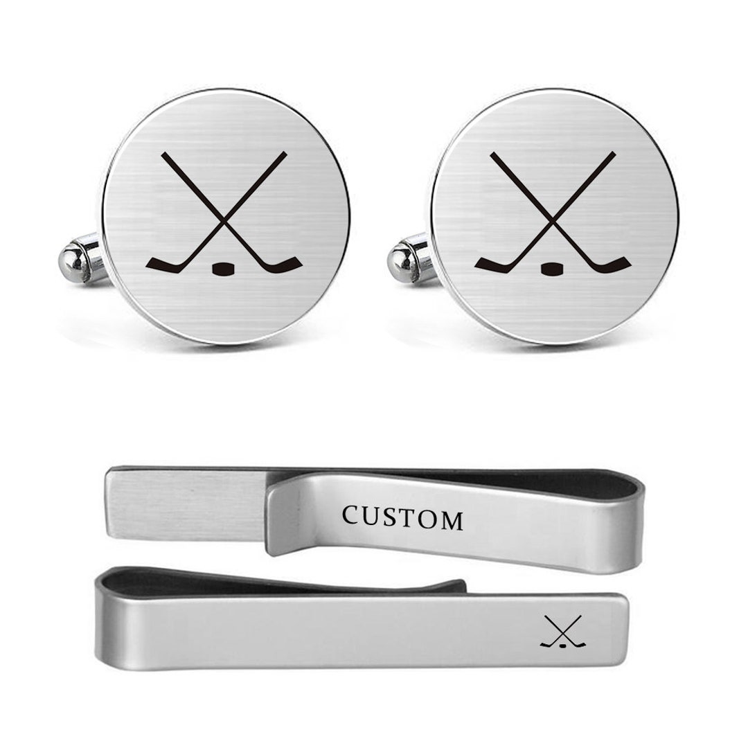 Ice Hockey Cufflinks Engraved Hockey Stick and Ball Wedding Etsy