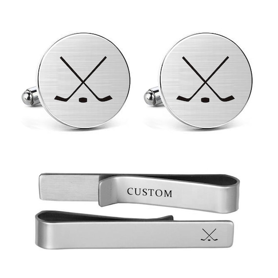 Ice Hockey Cufflinks Engraved Hockey Stick and Ball Wedding Etsy