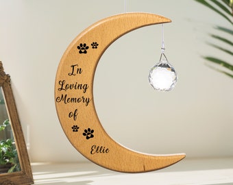 Pet Memorial Gift Suncatcher Gifts Dog Sympathy Gift for Friends Personalized Gifts Crystal Prism Window Home Decor Rainbow Moon Sun Catcher