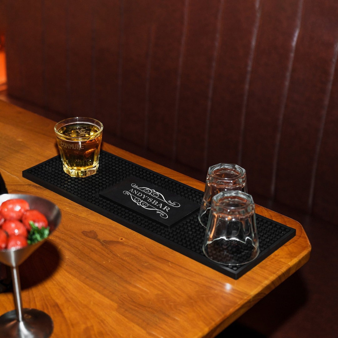 Fathers Day Gift Personalized Bar Mat Home Bar Idea Accessories Bartender Mat Present Beer