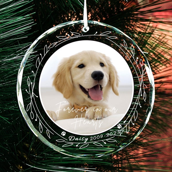 Crystal Dog Cat Christmas Ornament, Custom  Pet Photos Memorial Gift, In Loveing Memory of Dog or Cat, Sympathy Gift for Loss of Pet