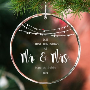 First Christmas Married Ornament,Custom Personlised Wedding Gift,Our First Christmas as Mr and Mrs,1st Anniversary Gift for Newlywed Couple