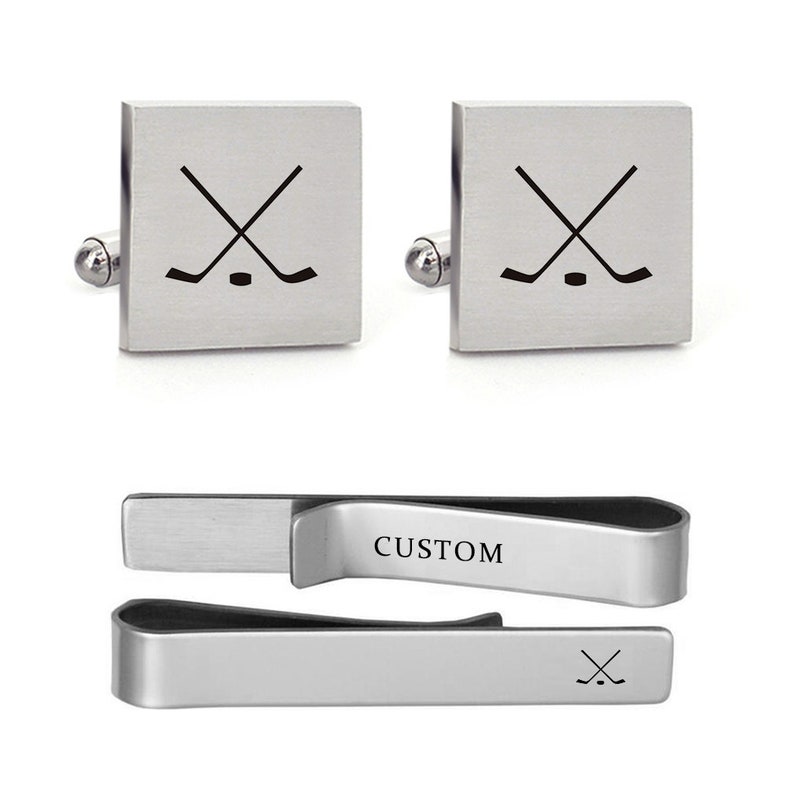 Ice Hockey Cufflinks Engraved Hockey Stick and Ball Wedding Etsy