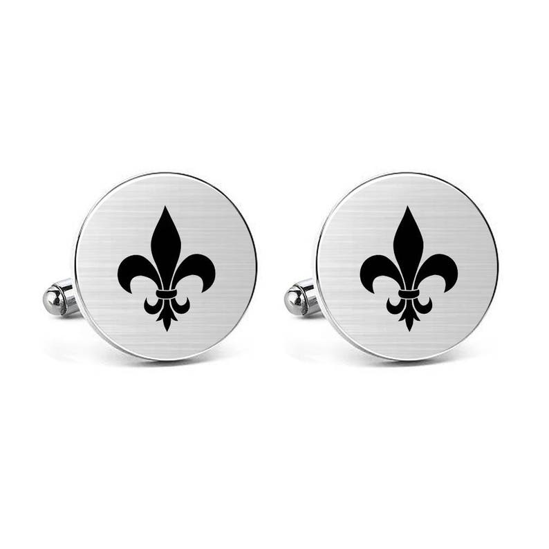Cufflinks Engraved Fleur De LIs Mens French Shirt Business Wedding Anniversary Gift Round Square Cuff links /& Tie Clip Bar Tacks