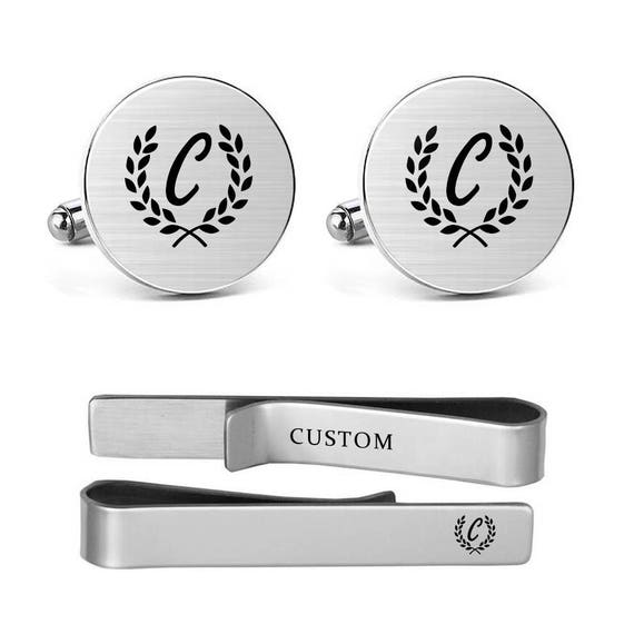 Monogram Cufflinks Set Engraved Initials alphabet First or Etsy