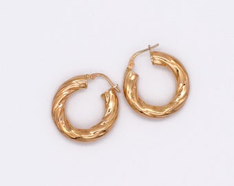 Goldene Creolen - Sterling Silber Creolen - Geflochtene Creolen - Geflochtene Creolen - Große Creolen - Vergoldete Creolen - Silber Juwel