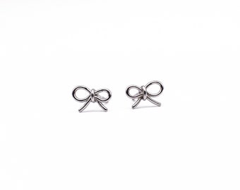 Tie Silver Earrings - Tie Stud Earrings - Minimal Earrings - Tiny Earrings - Delicate Silver Earrings - Minimal Jewelry - Dainty Studs